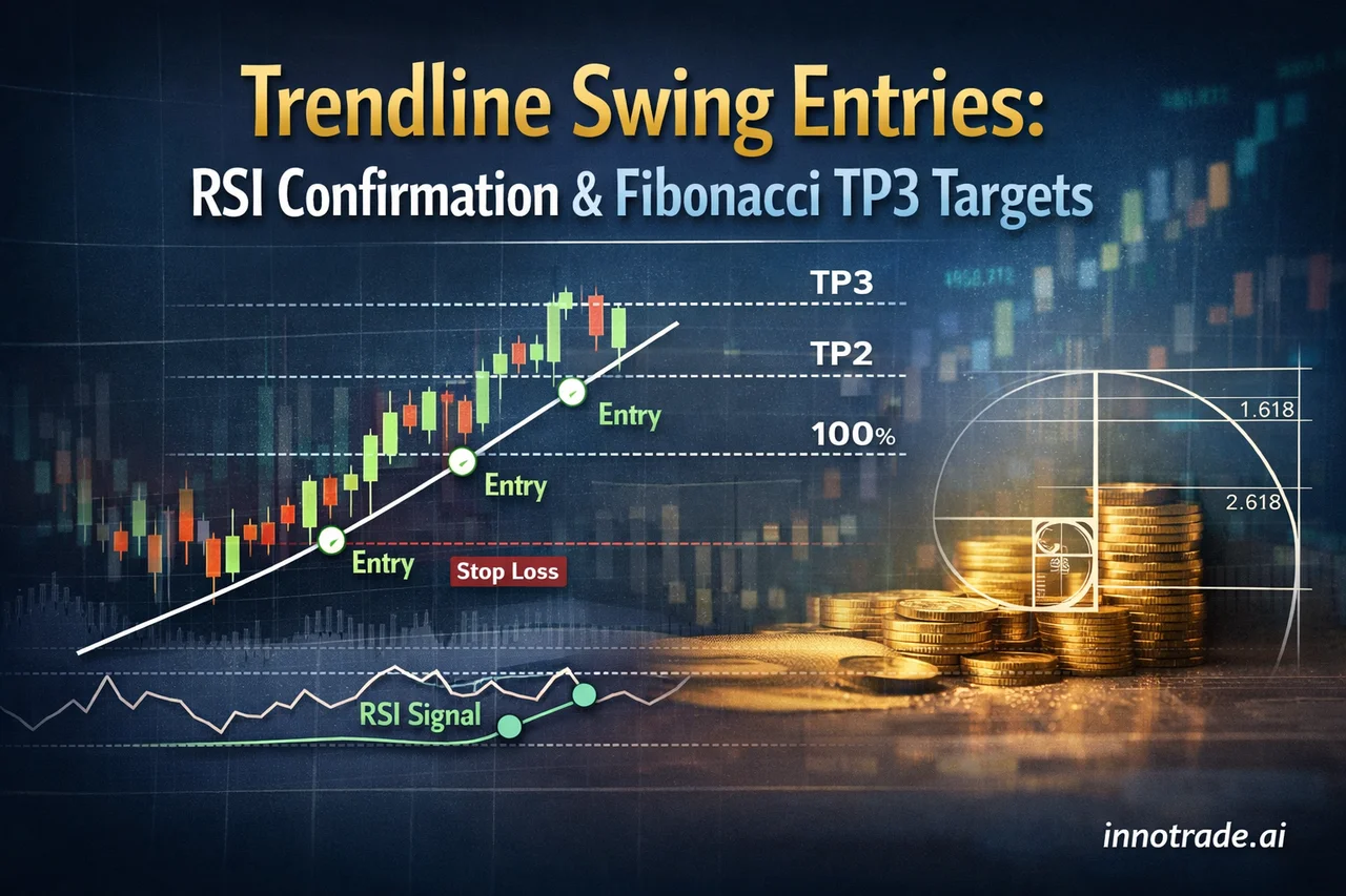 Trendline Swing Entries: RSI Confirmation & Fibonacci TP3 Targets